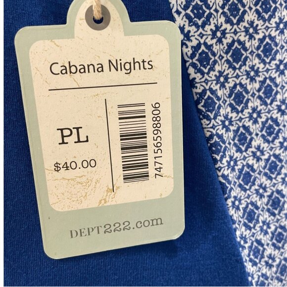 Dept 222 Cabana Nights Boho Tank Top Blue Print NWT PL Summer Vacation Resort - Picture 3 of 10